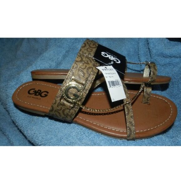 GBG Los Angeles Leather G Buckle Logo Toe ring Slide Sandals🆕FAST😮‍💨⚡🚚 - Picture 2 of 16